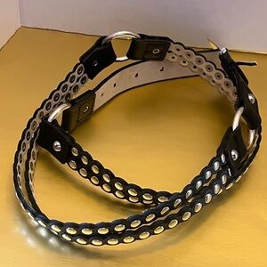 Calvin Klein Black leather and Silver Grommet Belt XL